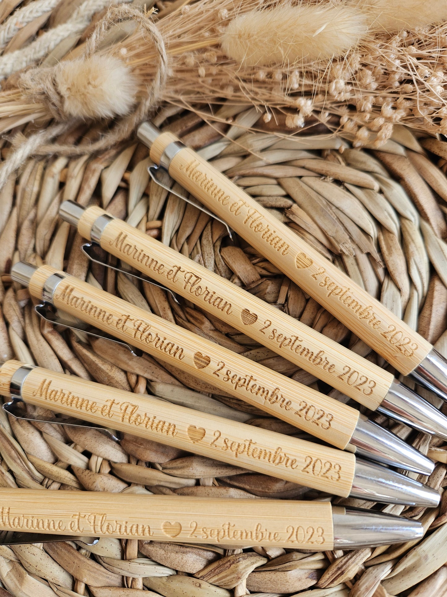 Stylo à bille bambou personnalisé / Cadeau maitresse invité mariage témoin fêtes / cadeau personnalisé / Entreprise anniversaire Comité
