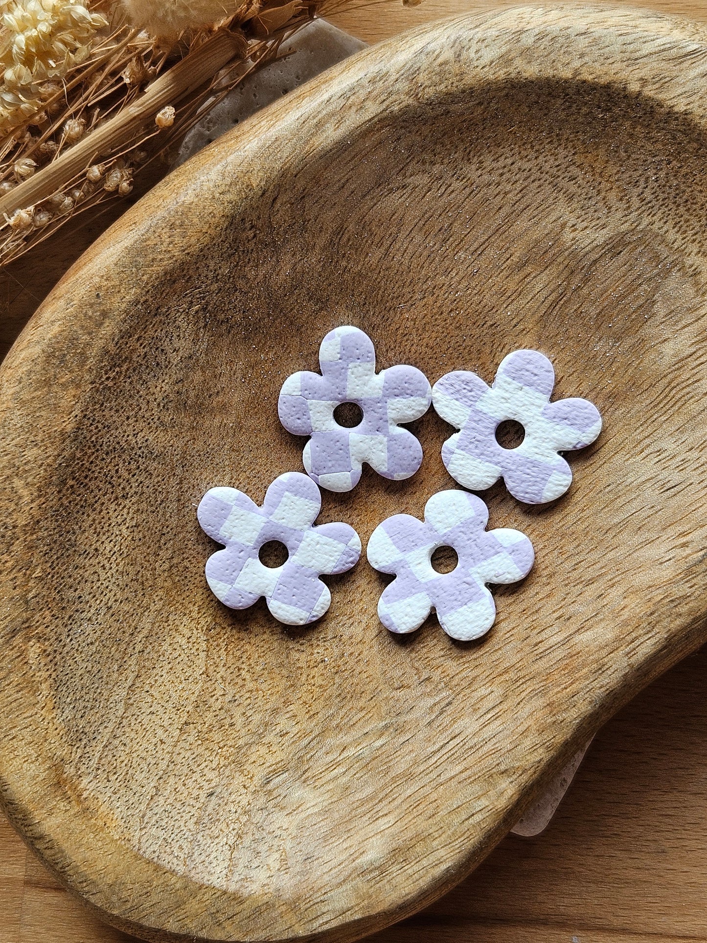 Boucles oreilles interchangeables GEORGETTE - COLLECTION SUMMER - DAMIER MAUVE