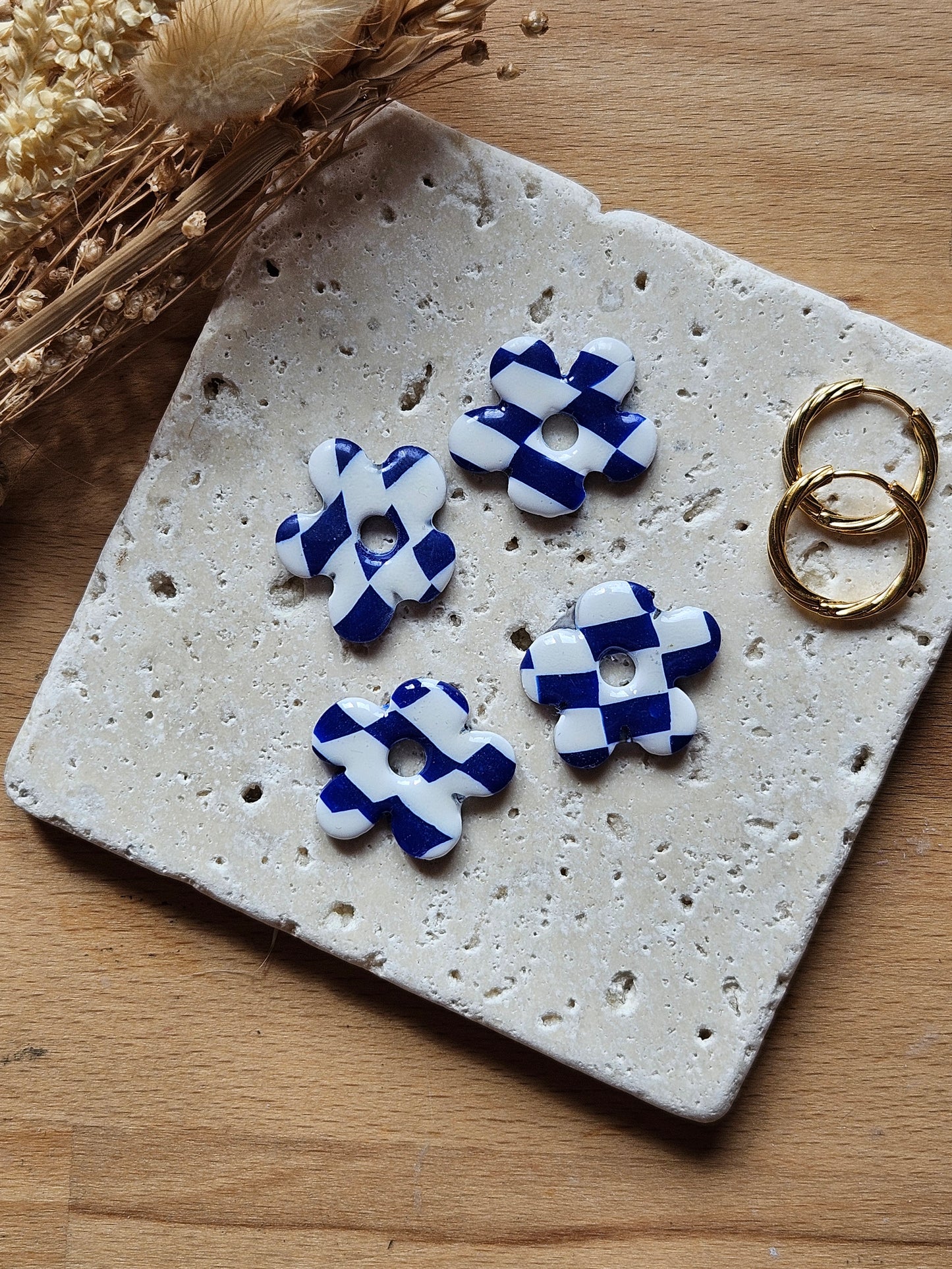 Boucles oreilles interchangeables GEORGETTE - COLLECTION SUMMER - DAMIER MARIN REVERSIBLE