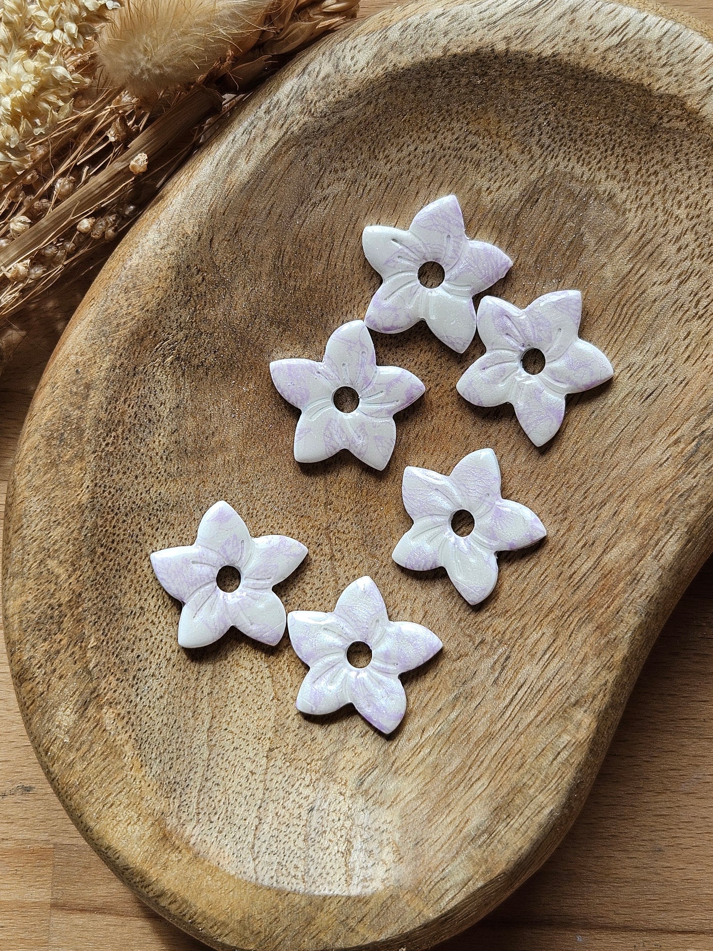 Boucles oreilles ANNIE interchangeables - COLLECTION SUMMER - BLANC PRINT MAUVE