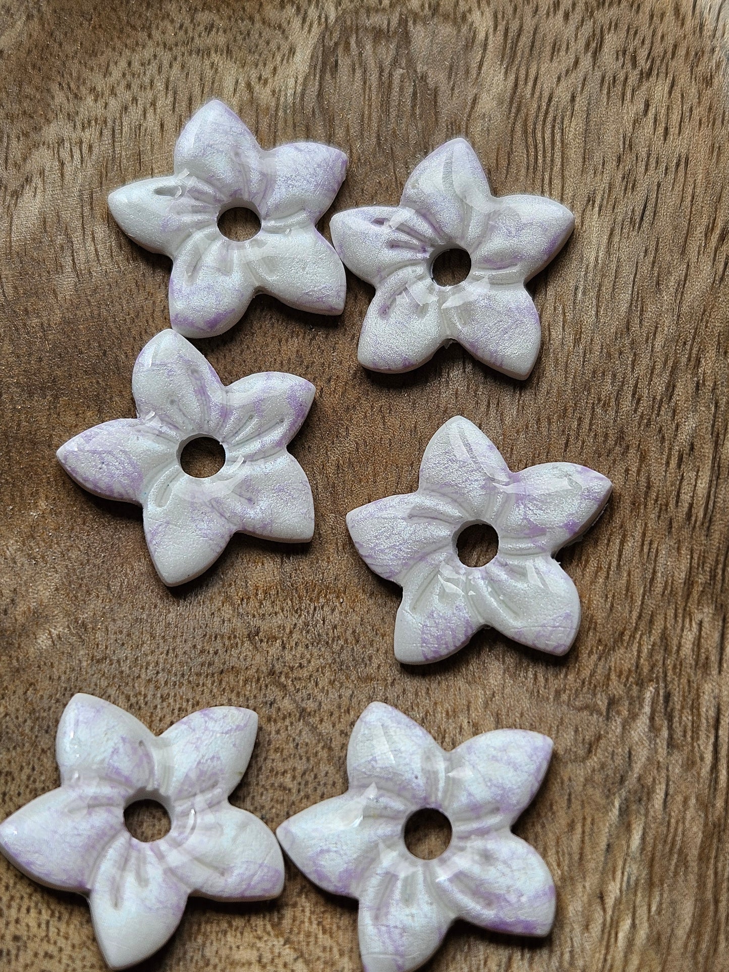 Boucles oreilles ANNIE interchangeables - COLLECTION SUMMER - BLANC PRINT MAUVE