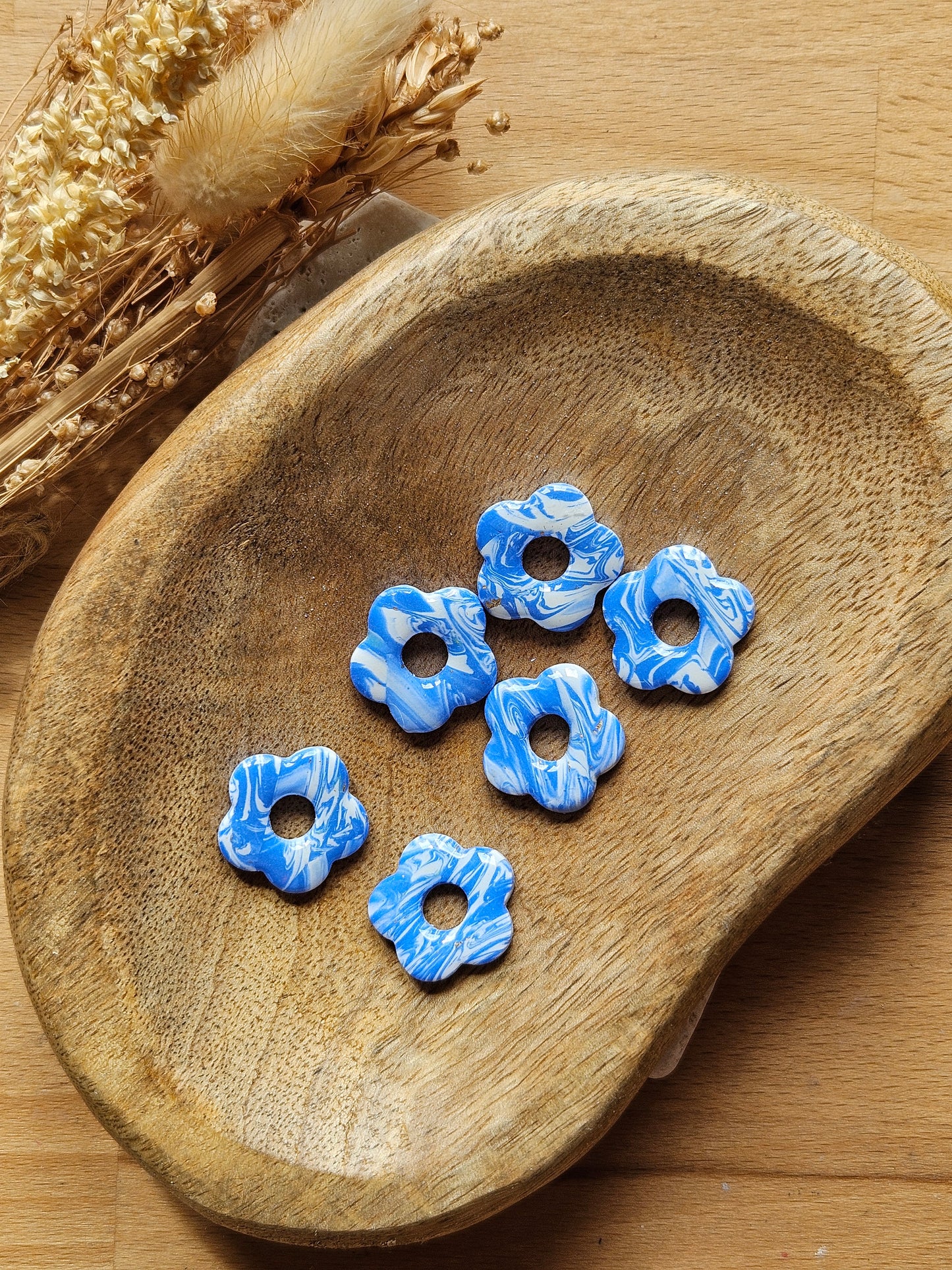 Boucles oreilles interchangeables ZELIE - COLLECTION SUMMER - MARBRE BLEU SEA