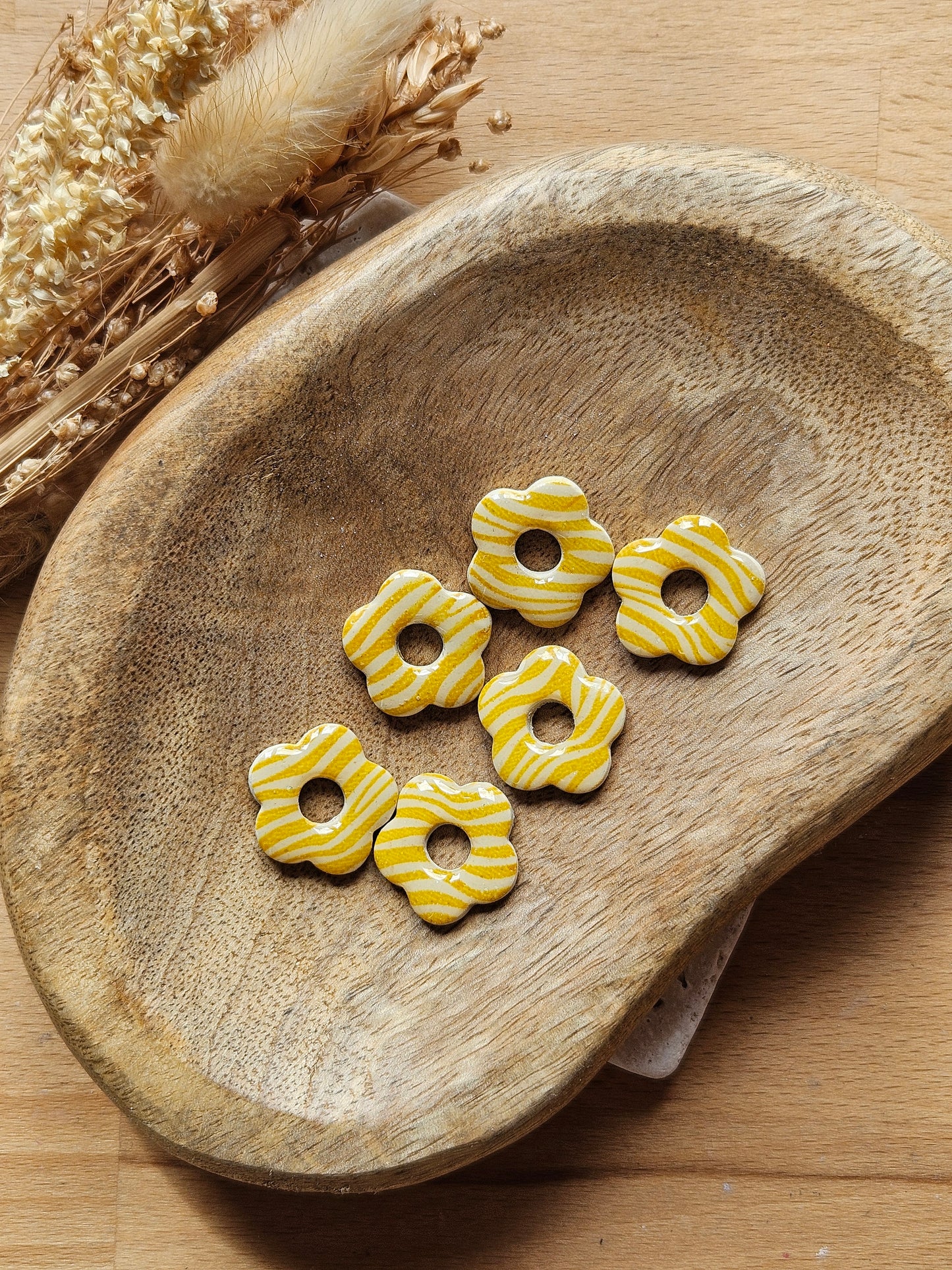 Boucles oreilles interchangeables ZELIE - COLLECTION SUMMER - ZEBRE MOUTARDE