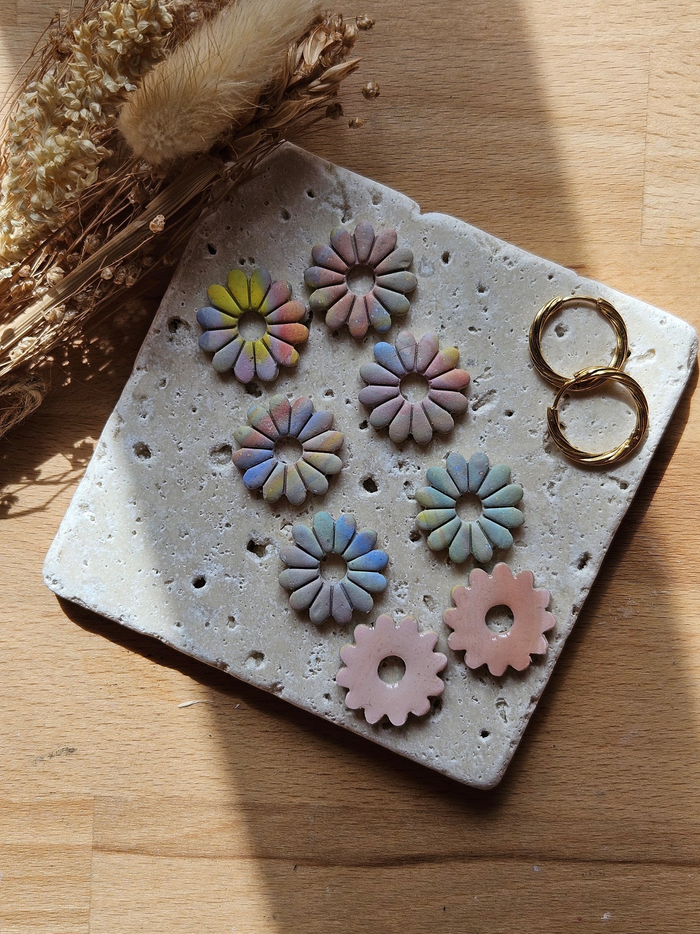 Boucles oreilles interchangeables SUZANE - COLLECTION SUMMER - MARBRÉ RAINBOW REVERSIBLE