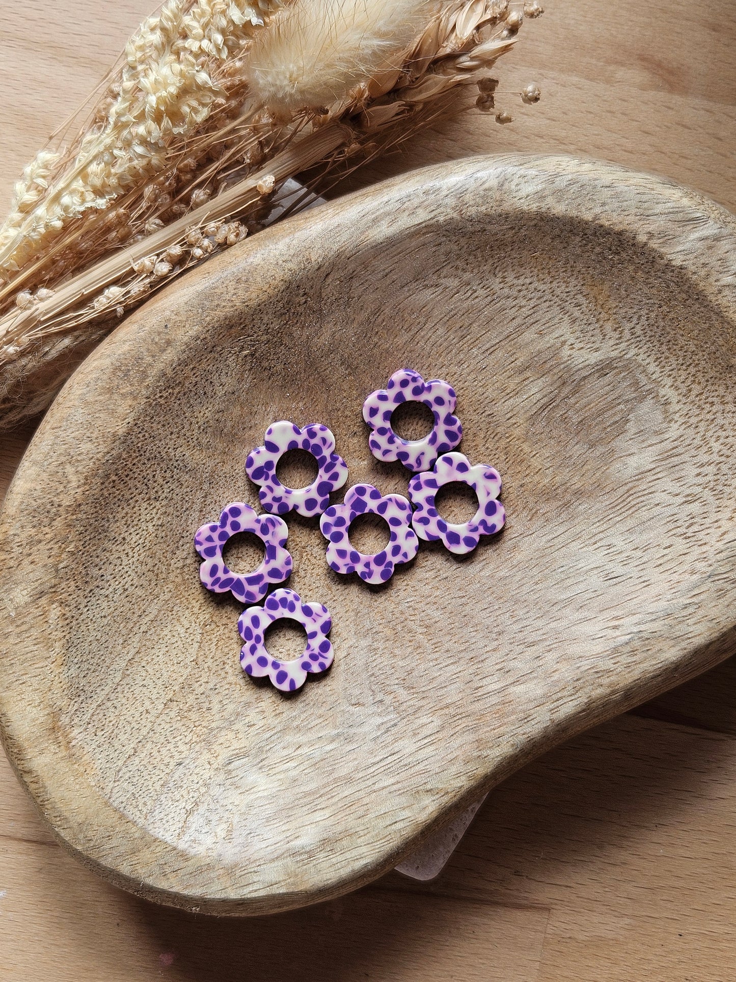 Boucles oreilles interchangeables ZELIE - COLLECTION SUMMER - MAUVE TACHE