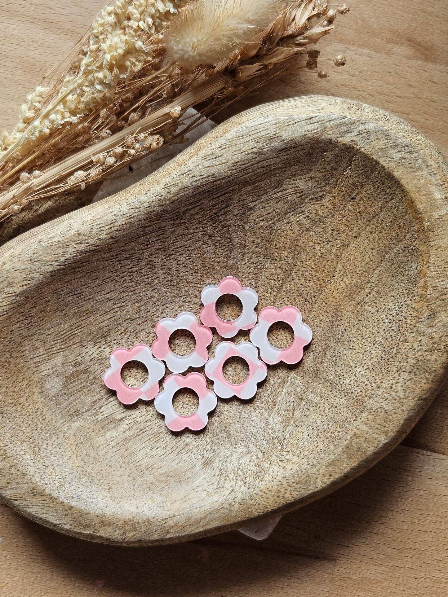 Boucles oreilles interchangeables ZELIE - COLLECTION SUMMER - CARREAU VIEUX ROSE