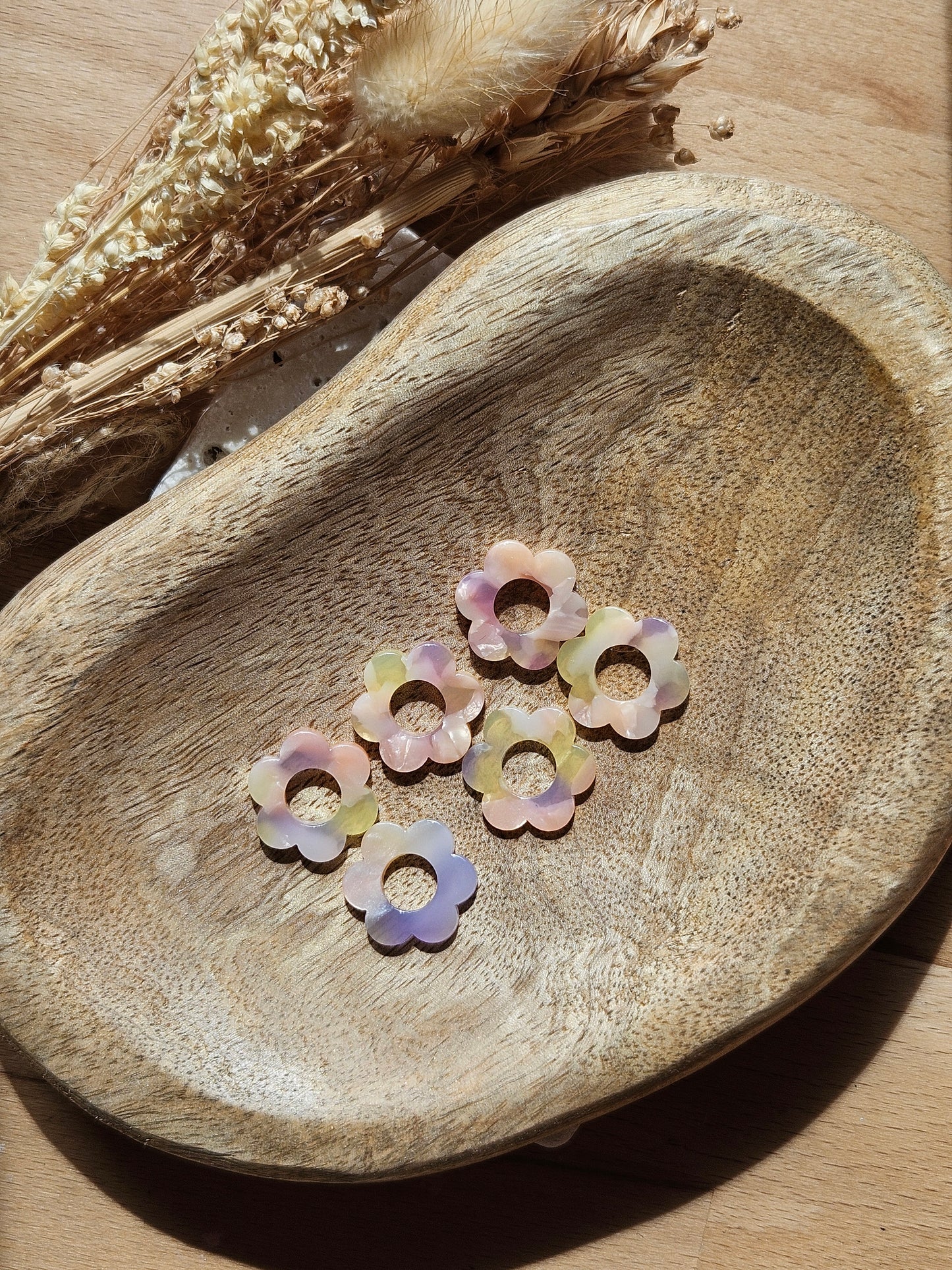 Boucles oreilles interchangeables ZELIE - COLLECTION SUMMER - ECAILLES DE TORTUE JAUNE SAUMON