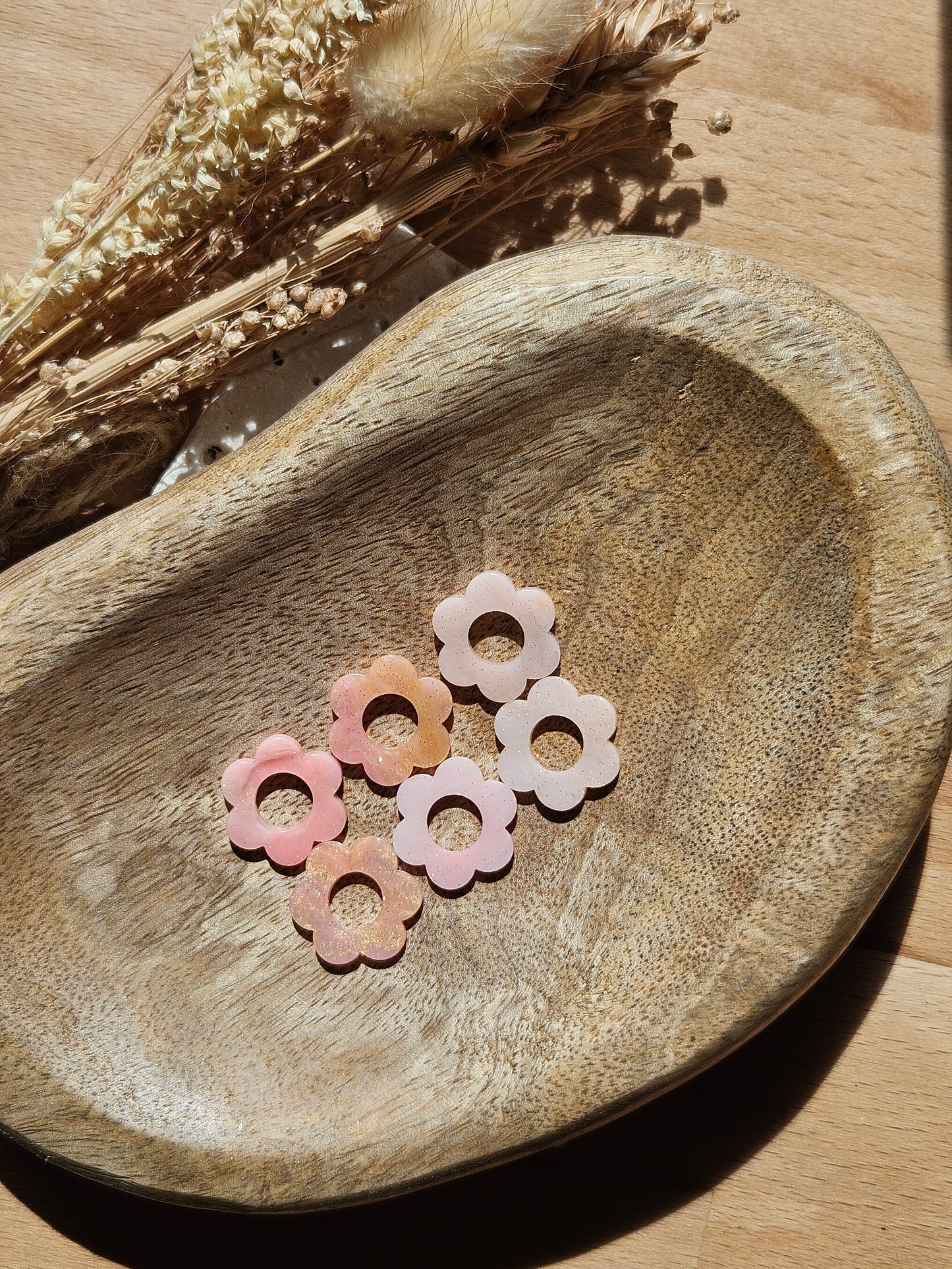 Boucles oreilles interchangeables ZELIE - COLLECTION SUMMER - MARBRE ROSE PAILLETTE