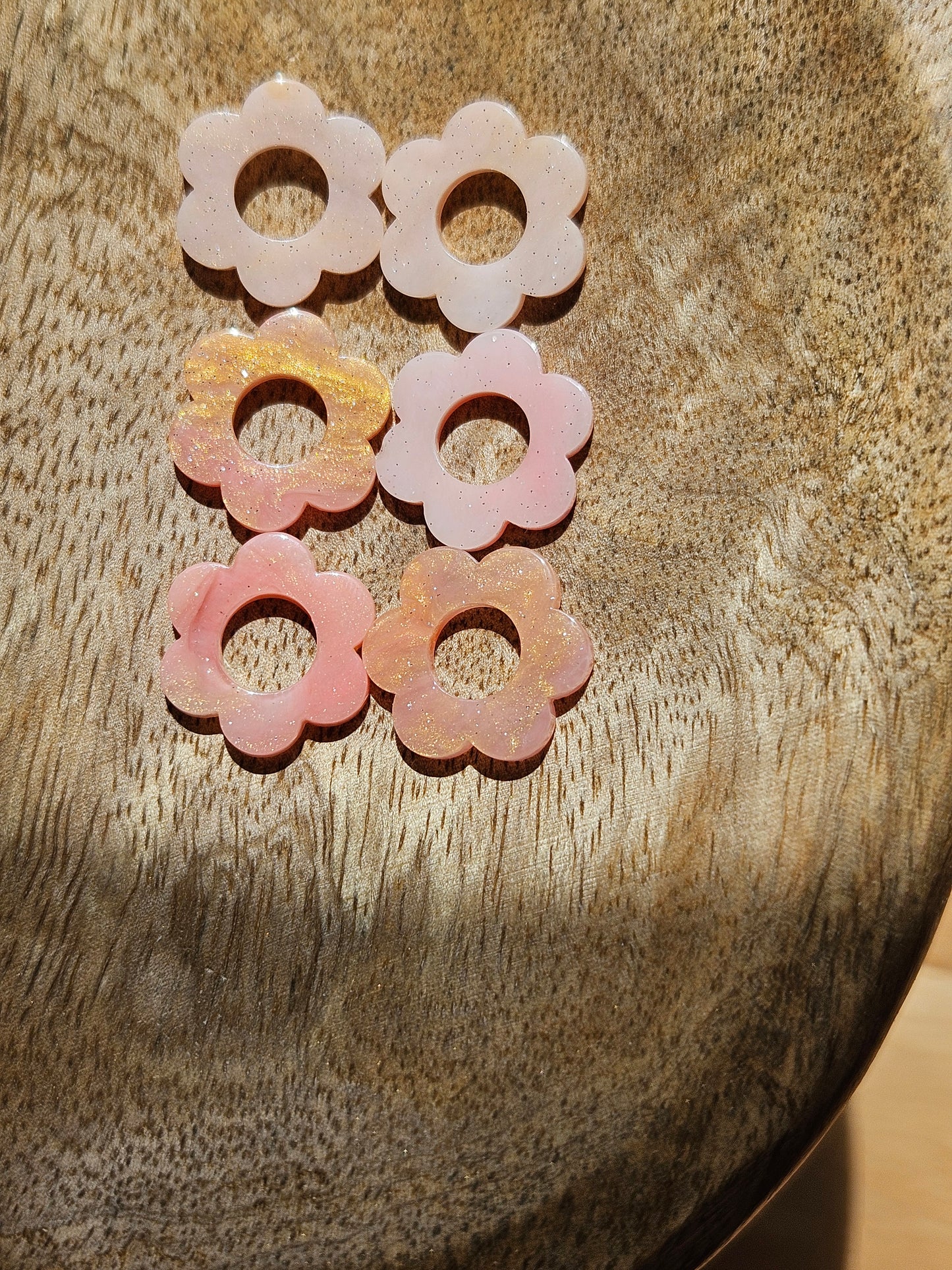 Boucles oreilles interchangeables ZELIE - COLLECTION SUMMER - MARBRE ROSE PAILLETTE