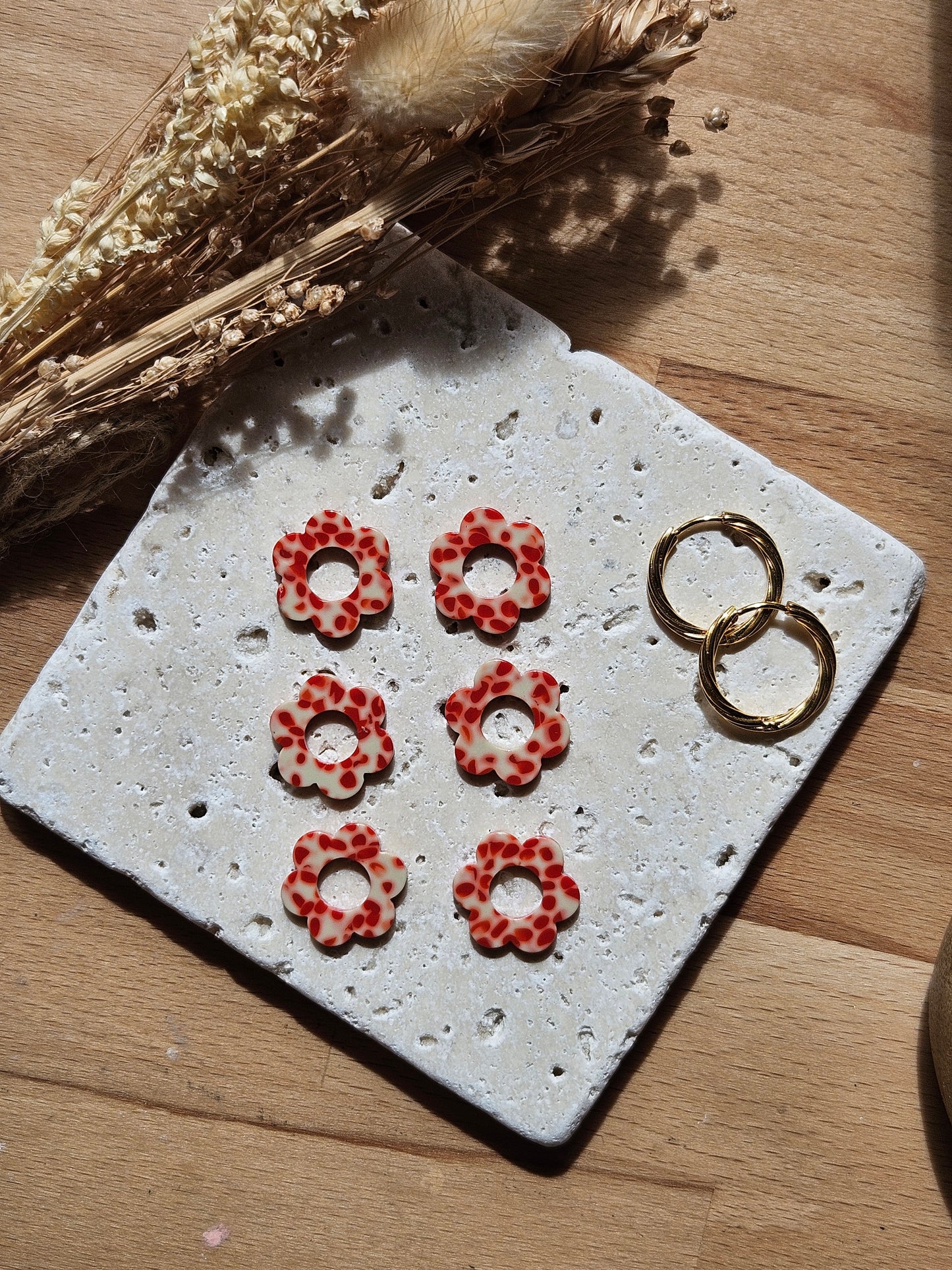 Boucles oreilles interchangeables ZELIE - COLLECTION SUMMER - TACHE ROUGE