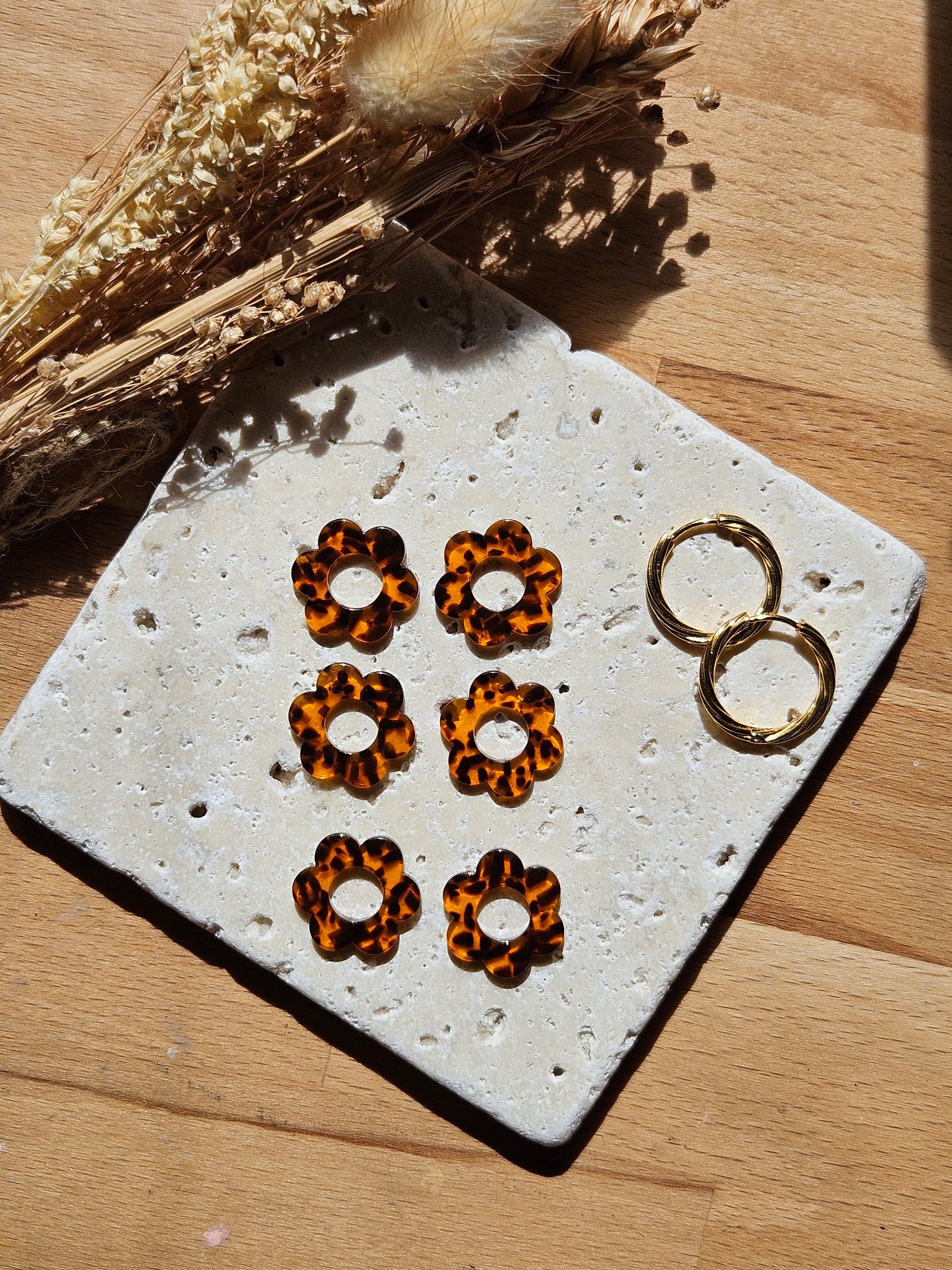 Boucles oreilles interchangeables ZELIE - COLLECTION SUMMER - TERRAZZO MARRON