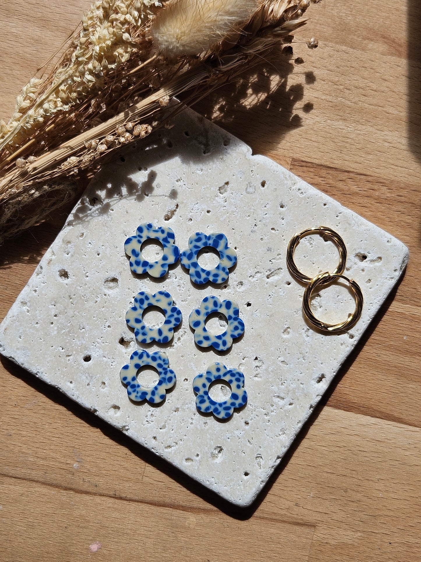 Boucles oreilles interchangeables ZELIE - COLLECTION SUMMER - TACHE BLEU