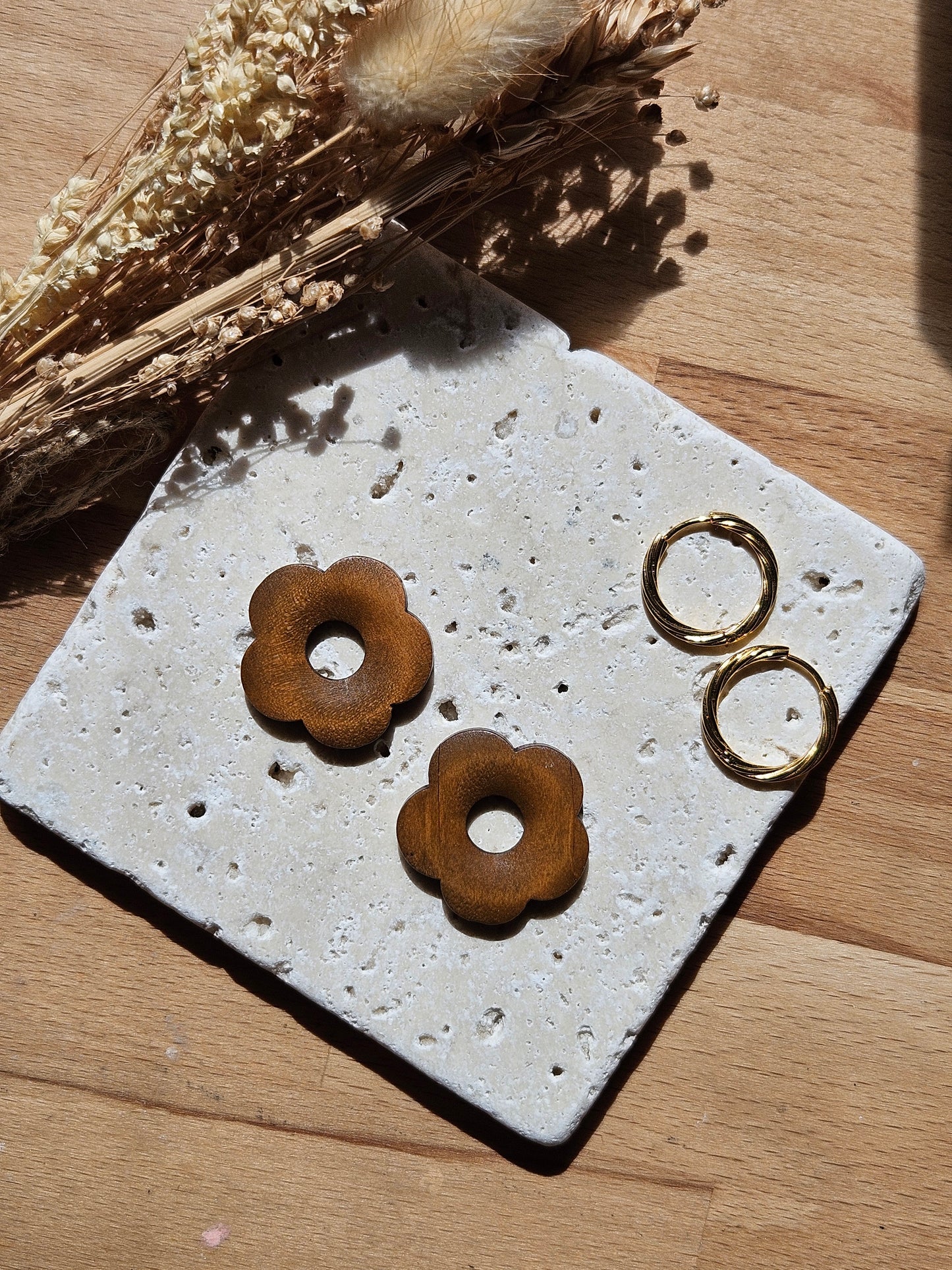 Boucles oreilles interchangeables MAXI ZELIE - COLLECTION SUMMER - BOIS MARRON
