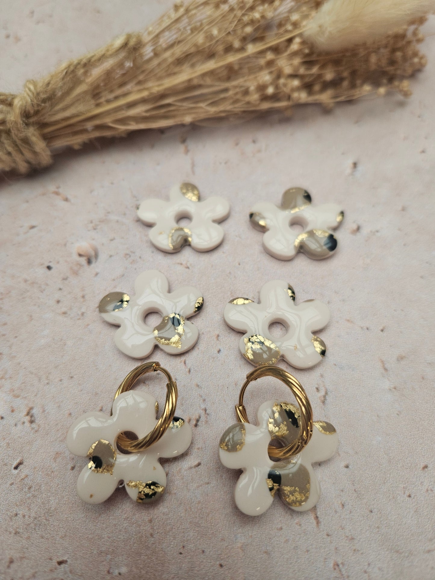 Boucles oreilles interchangeables - COLLECTION FALL IN LOVE - GEORGETTE BEIGE LEOPARD OR