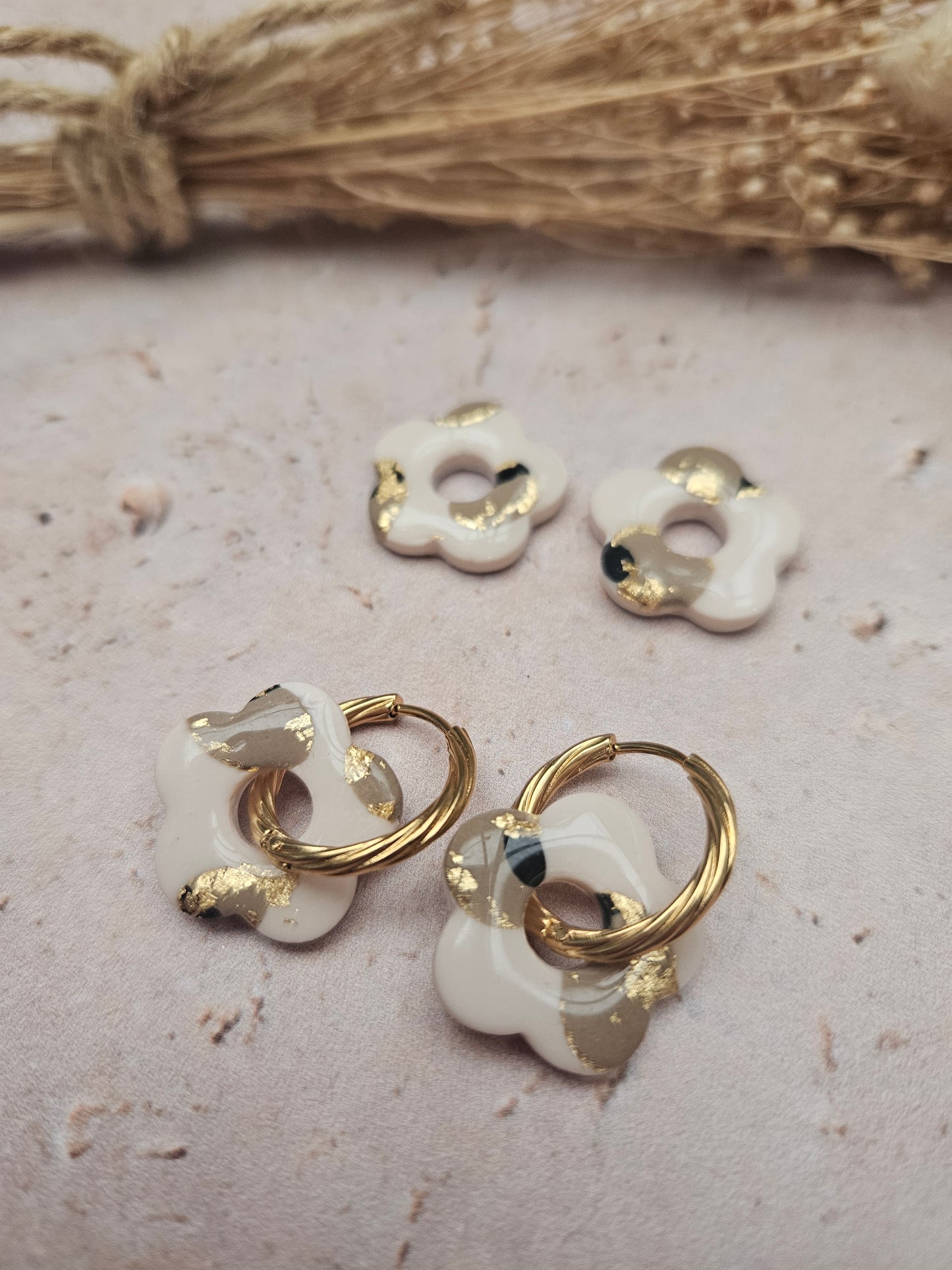 Boucles oreilles interchangeables - COLLECTION FALL IN LOVE - ZELIE BEIGE LEOPARD OR