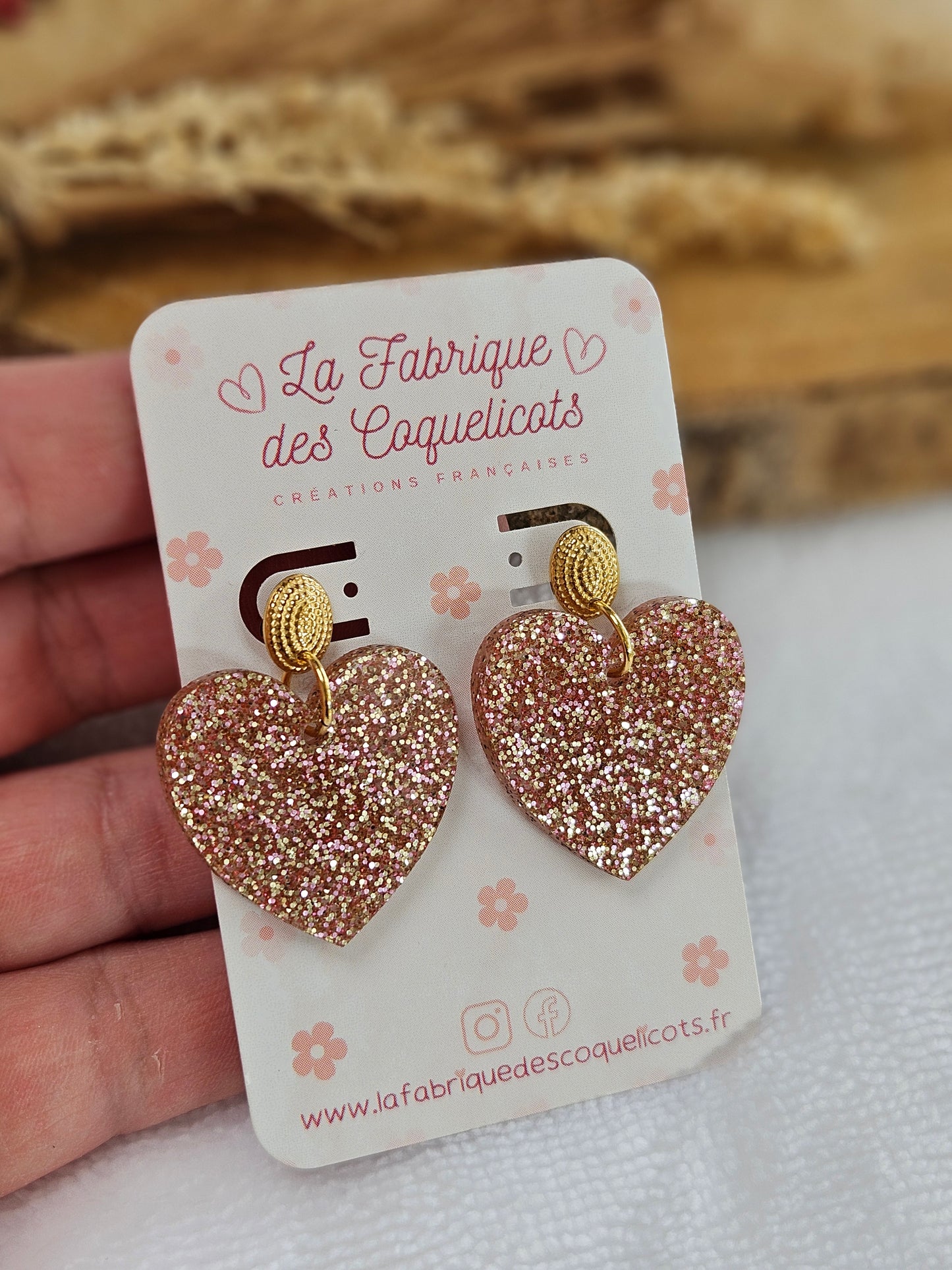 Boucles d'oreilles - MARIETTE - CHAMPAGNE PAILLETTES