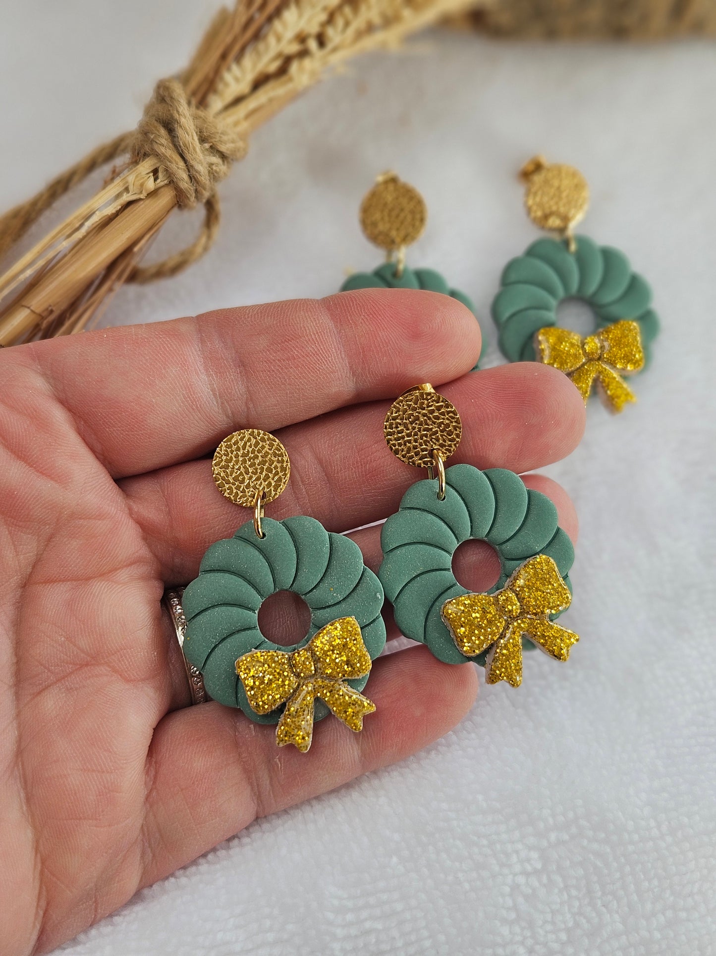 Boucles d'oreilles - Collection Noël "Let it Shine" - Couronne de Noël