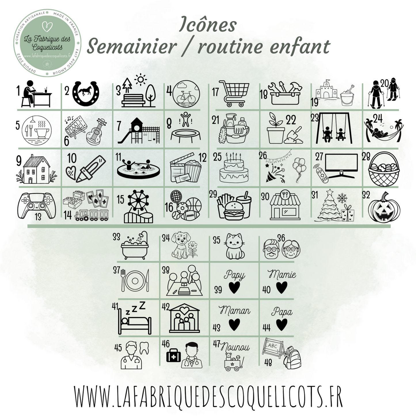 Mini Tableau semainier / routine enfant personnalisé avec prénom / version mini