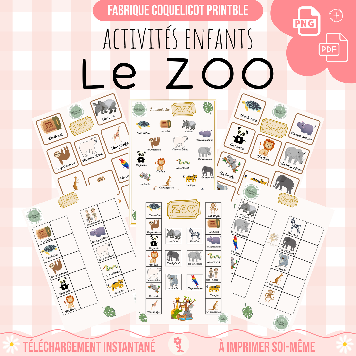 Fichier éducation ZOO / fichier imagier LOTO enfant bébé découverte animaux