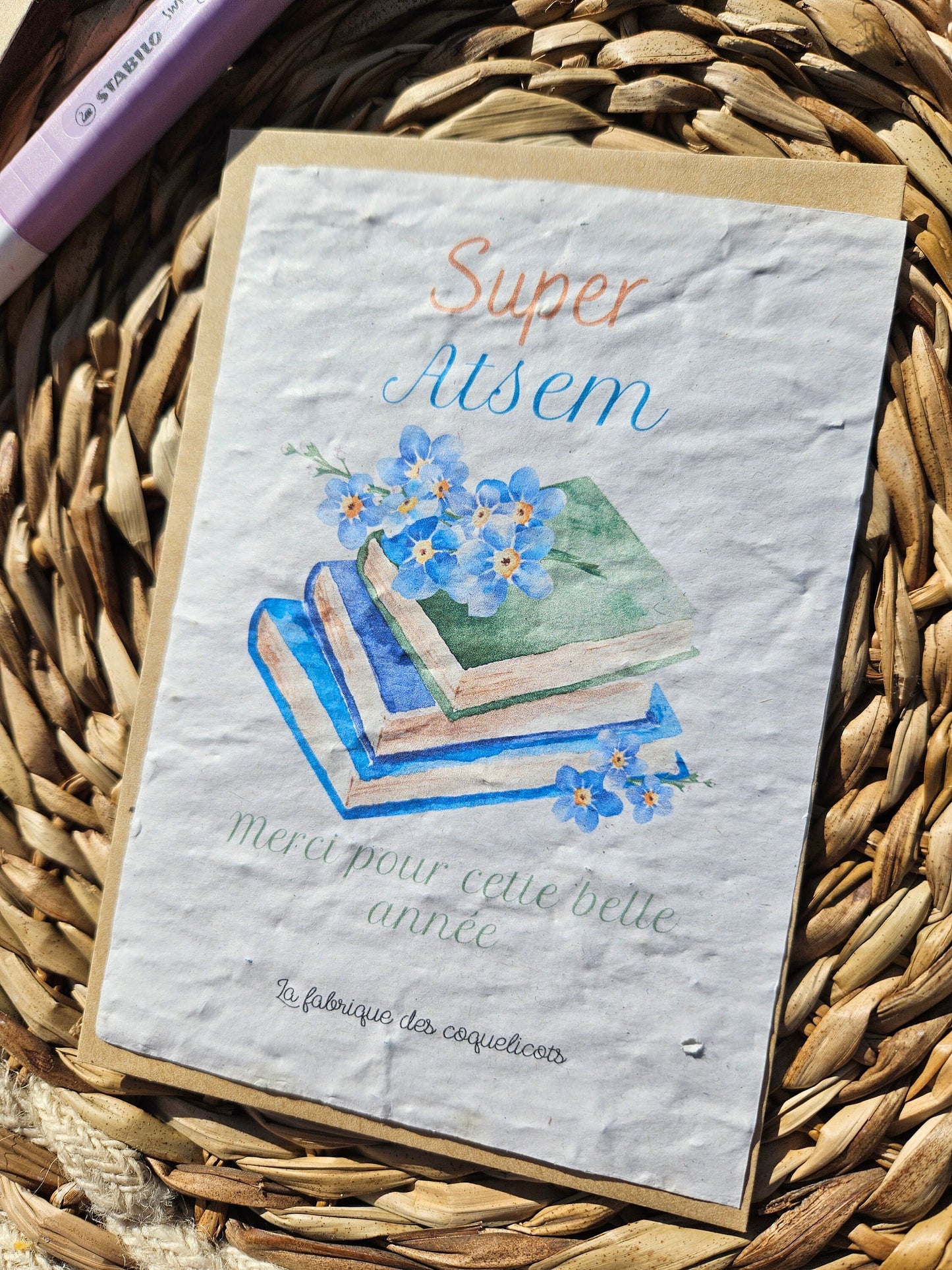 Carte à planter / carte à semer Maîtresse atsem nounou maître professeur