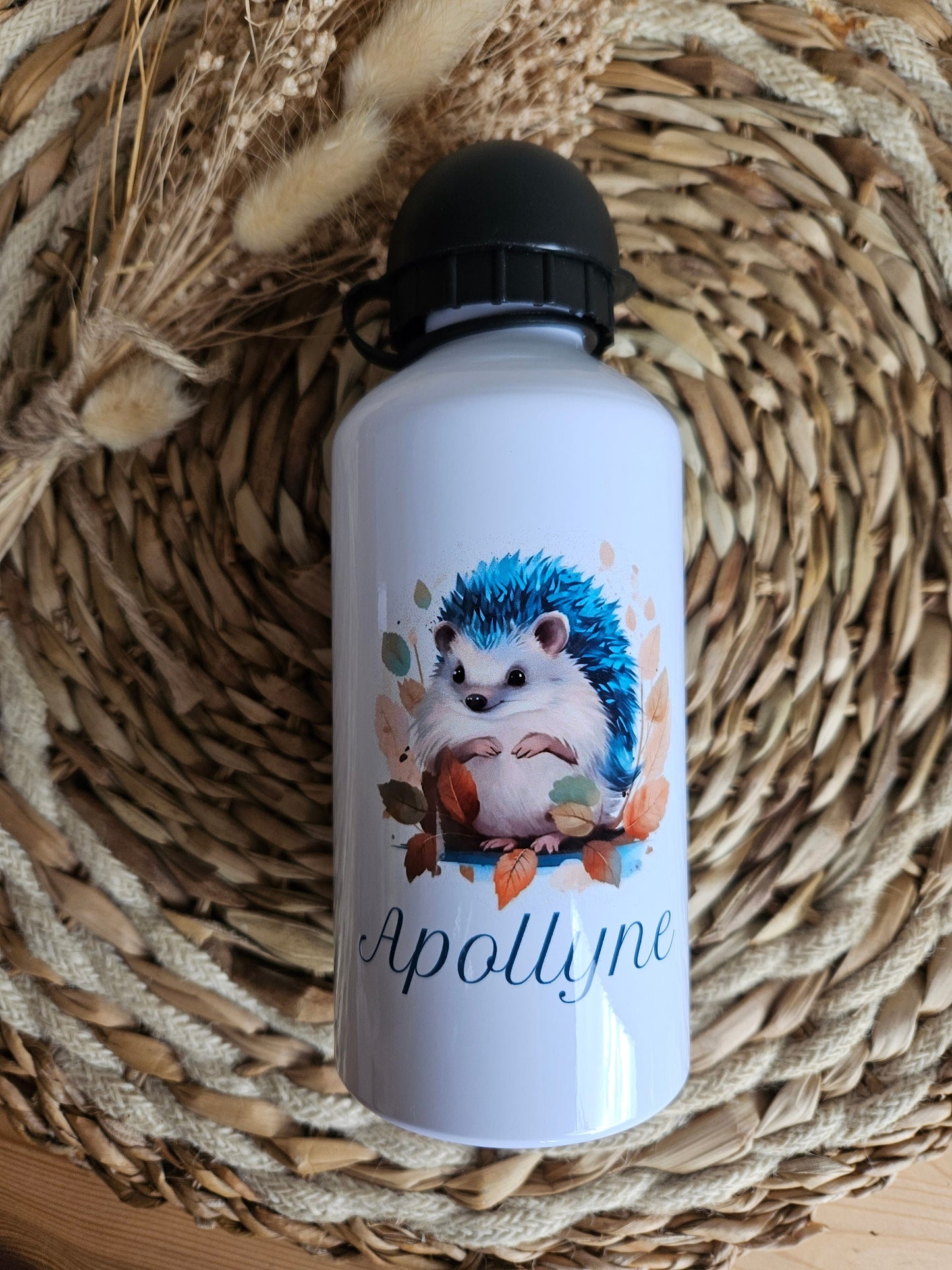 Gourde enfant / bébé / cadeau personnalisé, rentrée des classes, anniversaire / hérisson prénom