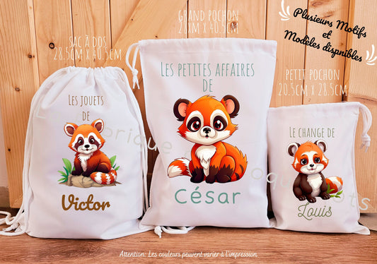 sac a doudou / change / pochon / sac personnalisé / autonomie / rentrée des classes pochon personnalisé / sac à vêtement / PANDA