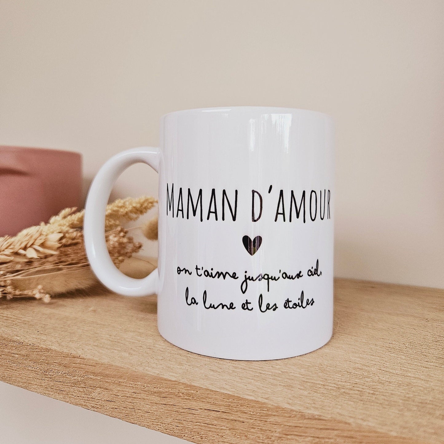 Tasse personnalisée message coeur - cadeau amour femme nounou maitresse papa papi mamie - céramique ou métal