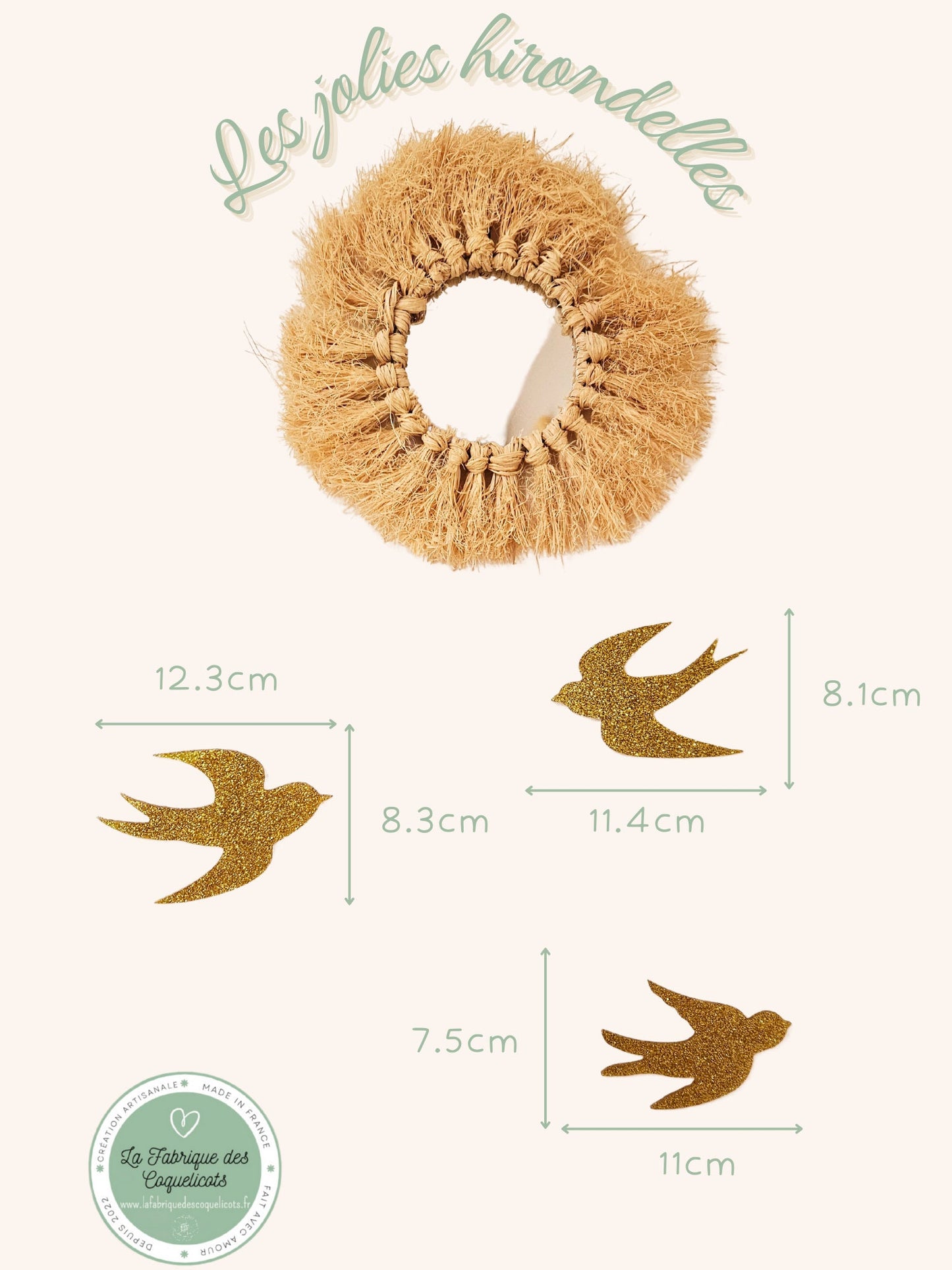 Lot de 3 hirondelles - décoration murale - déco intérieur - oiseau hirondelle