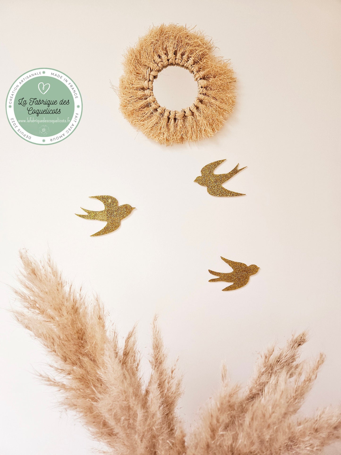 Lot de 3 hirondelles - décoration murale - déco intérieur - oiseau hirondelle