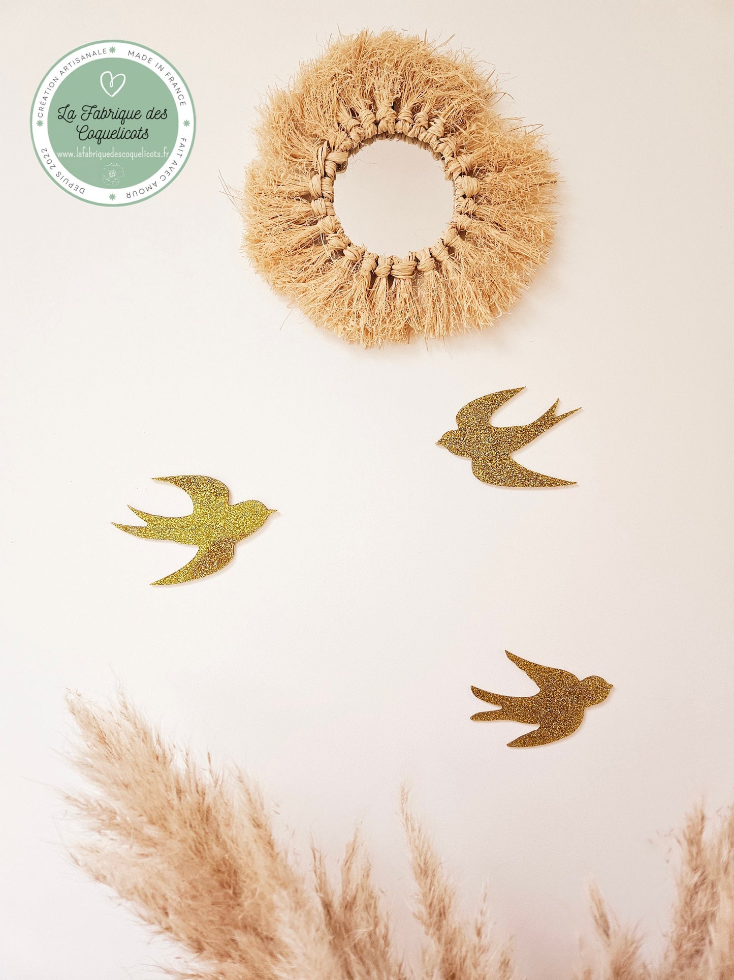 Lot de 3 hirondelles - décoration murale - déco intérieur - oiseau hirondelle