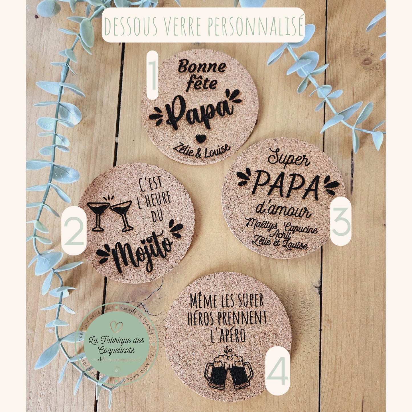 Dessous verre personnalisé - sous verre - cadeau personnalisé - cadeau homme femme fête anniversaire parrain témoi futur parrent