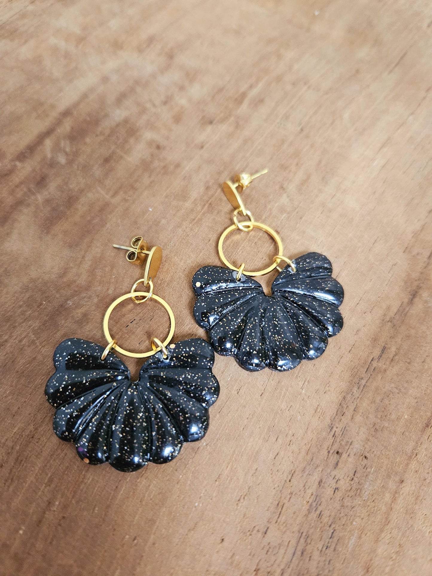 Boucles oreilles MATHILDE Black and glitter / boucle oreille femme / fait main / cadeau femme /
