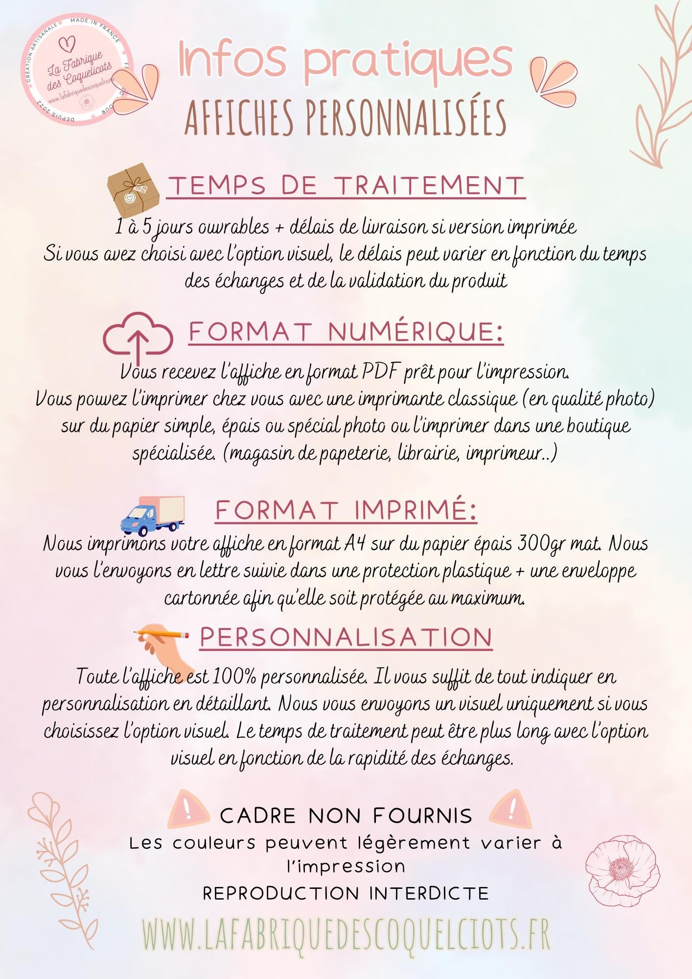 Affiche personnalisée petite fleur de mamie grand mère maman fête des mamies / fête anniversaire petit enfant fichier numérique ou imprimé