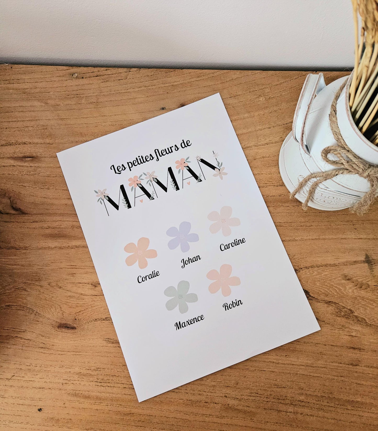 Affiche personnalisée petite fleur de maman fête des mamans / fête anniversaire petit enfant fichier numérique ou imprimé