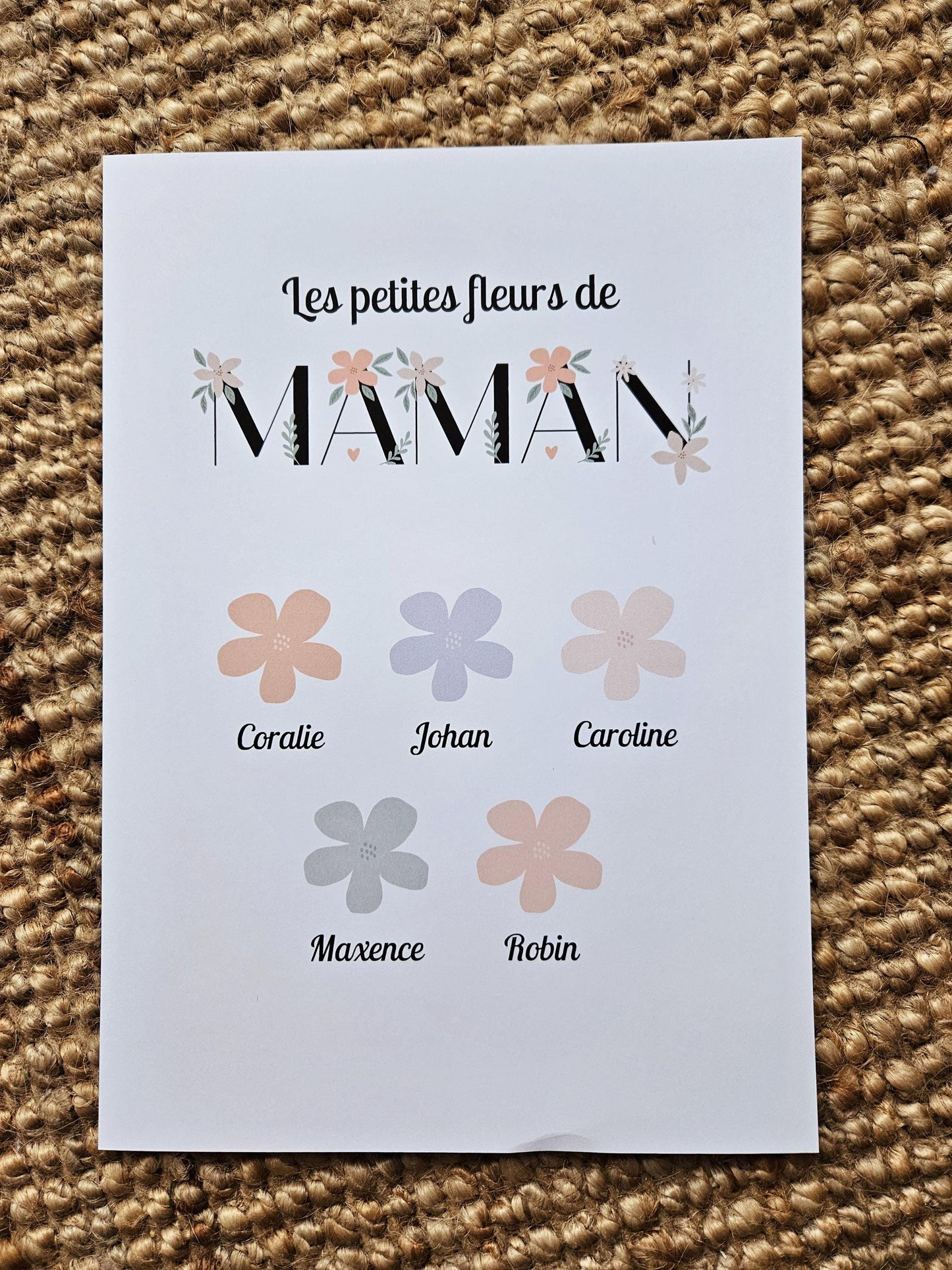 Affiche personnalisée petite fleur de maman fête des mamans / fête anniversaire petit enfant fichier numérique ou imprimé