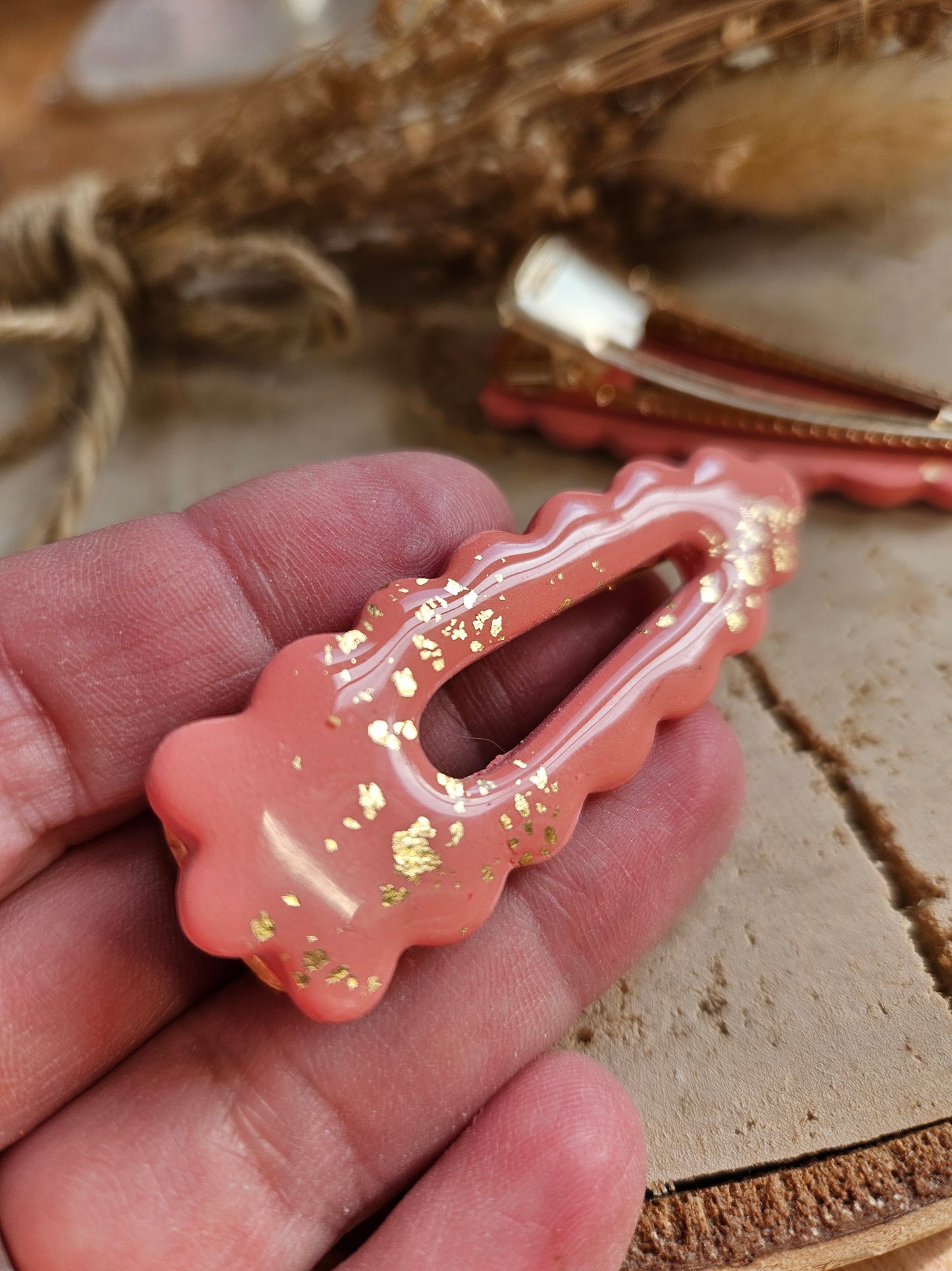 Barrette pince SAUMON DORÉ pour les cheveux, Pince crocodile pour Femme et Enfant, Idée cadeau petit budget