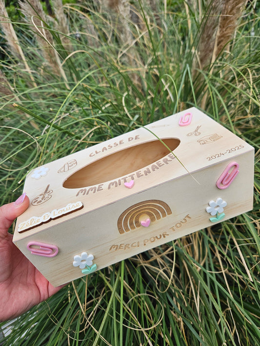 Boite à mouchoirs personnalisée Cadeau Maîtresse atsem nounou