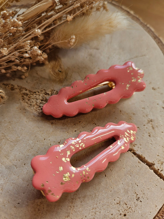 Barrette pince SAUMON DORÉ pour les cheveux, Pince crocodile pour Femme et Enfant, Idée cadeau petit budget