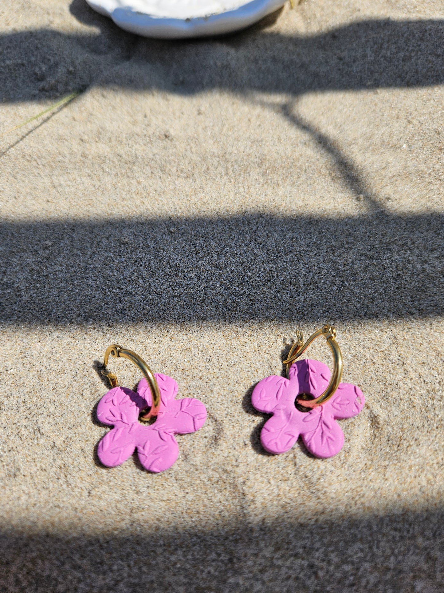 Boucles oreilles interchangeables GEORGETTE - ROSE MAUVE FEUILLE