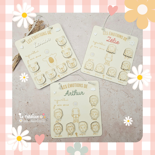 Tableau des émotions en bois personnalisé pour enfant