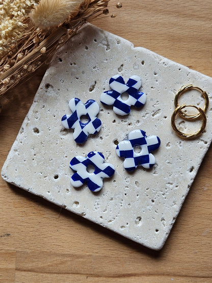 Boucles oreilles interchangeables GEORGETTE - COLLECTION SUMMER -  DAMIER MARIN  REVERSIBLE