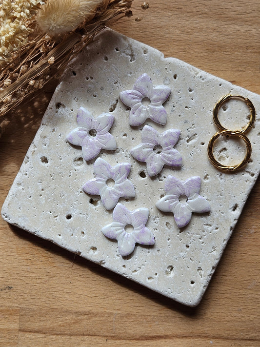 Boucles oreilles ANNIE interchangeables - COLLECTION SUMMER - BLANC PRINT MAUVE