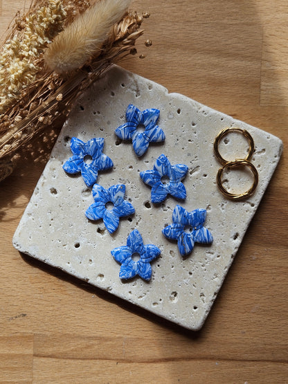 Boucles oreilles ANNIE interchangeables - COLLECTION SUMMER - MARBRE BLEU SEA