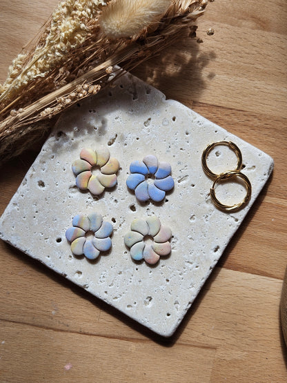 Boucles oreilles interchangeables CAPUCINE - COLLECTION SUMMER - MARBRE RAINBOW REERSIBLE