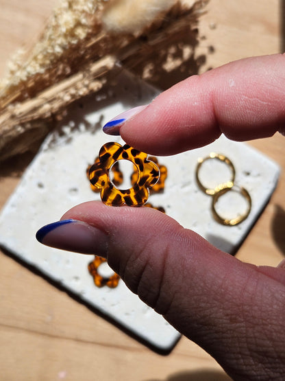 Boucles oreilles interchangeables ZELIE - COLLECTION SUMMER - TERRAZZO MARRON