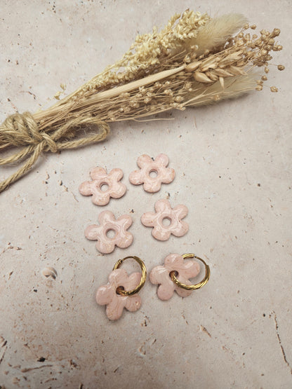 Boucles oreilles interchangeables - COLLECTION FALL IN LOVE - GEORGETTE FEUILLE ROSE MARBRÉ