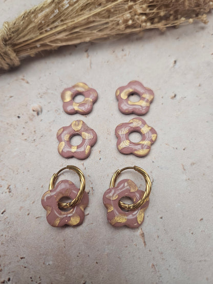 Boucles oreilles interchangeables - COLLECTION FALL IN LOVE - ZÉLIE VIEUX ROSE LEOPARD DORÉ