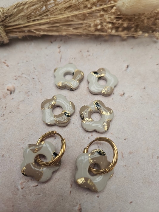 Boucles oreilles interchangeables - COLLECTION FALL IN LOVE - ZELIE GRISE LEOPARD OR