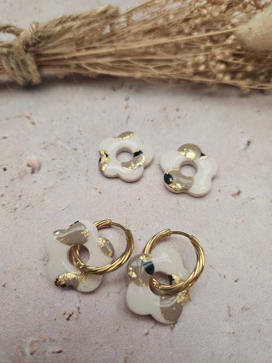 Boucles oreilles interchangeables - COLLECTION FALL IN LOVE - ZELIE BEIGE LEOPARD OR