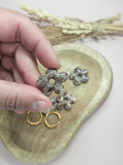 Boucles oreilles interchangeables - DROP OCTOBRE - GEORGETTE MARBRE CHOCO